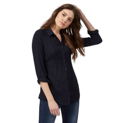 Navy button down embroidered shirt